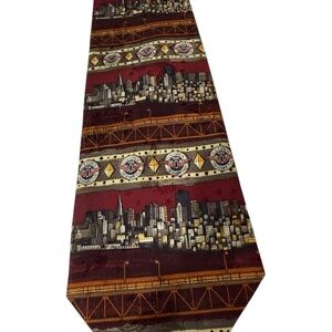 Robert Talbot Vintage Hand Sewn Silk Cityscape Tie U.S.Open Olympic Club